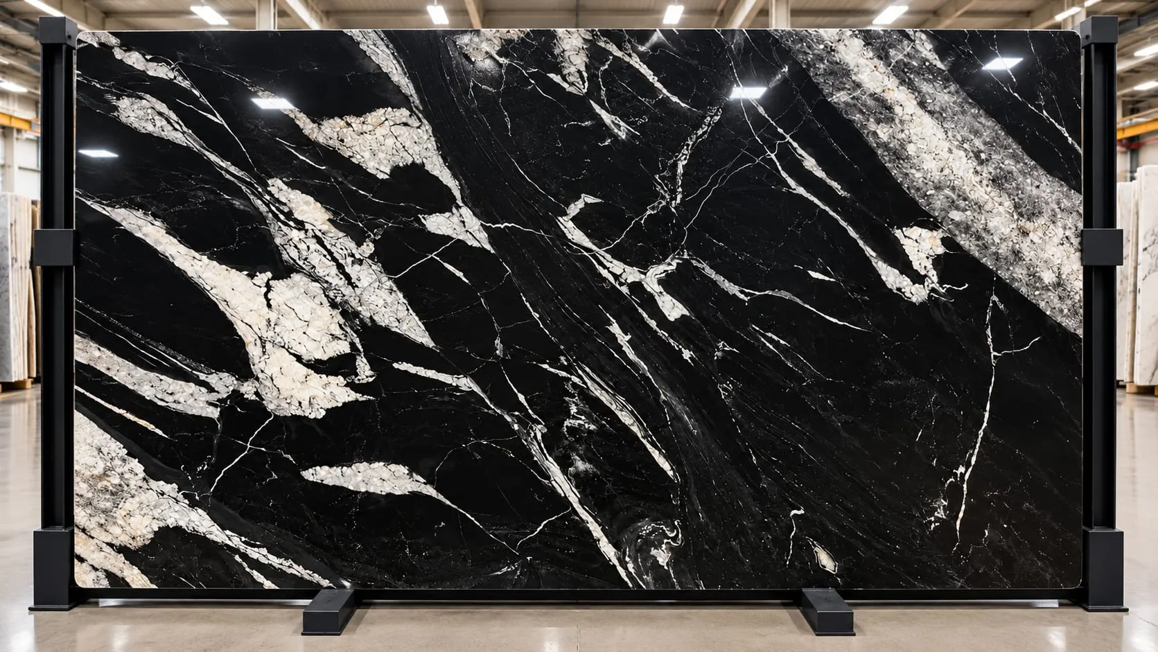 Maori Black granite slab, leathered finish