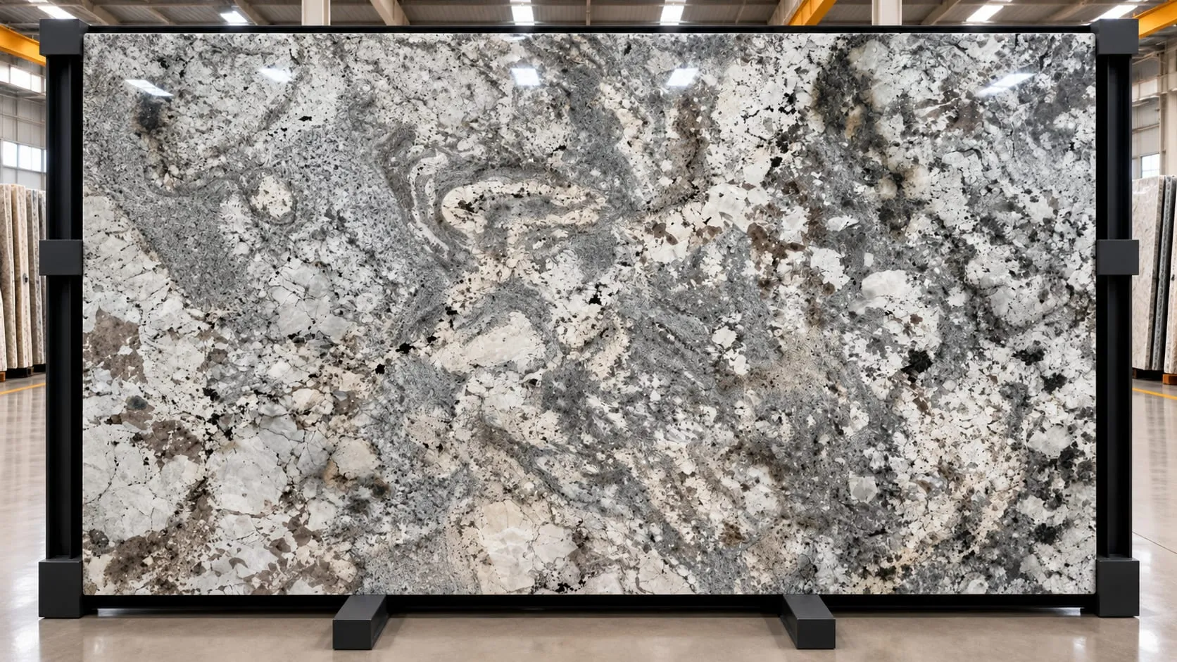 White Paradise granite slab, leathered finish